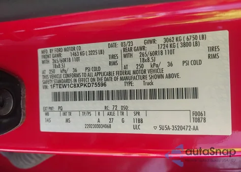 2023 Ford F-150 King Ranch/Lariat/Platinum/Xl/Xlt from USA, damaged, VIN 1FTEW1C8XPKD75596